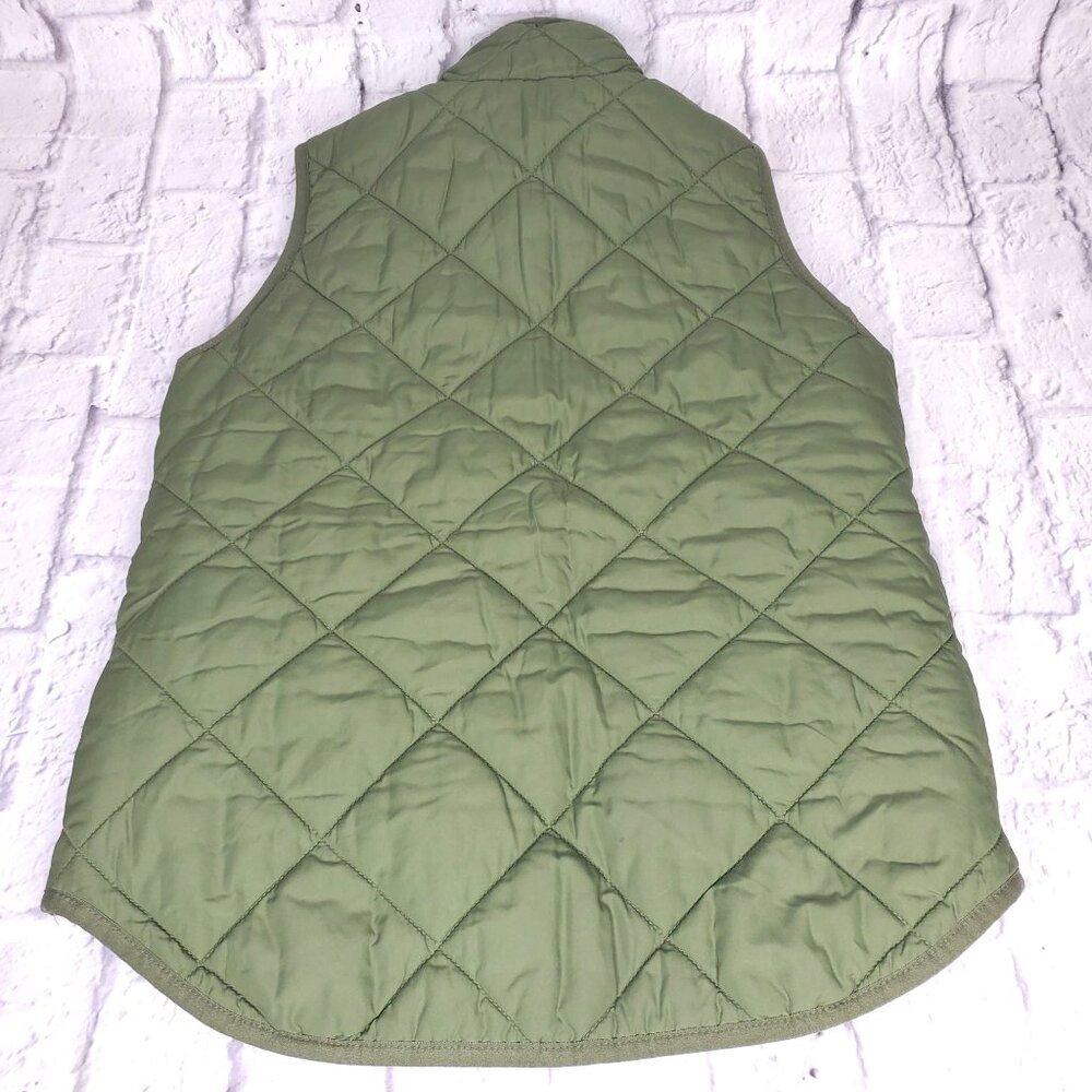 J. Crew Mercantile Womens Quilted Puffer Vest Sz XS Olive Green Full Zip VGC - Picture 2 of 10